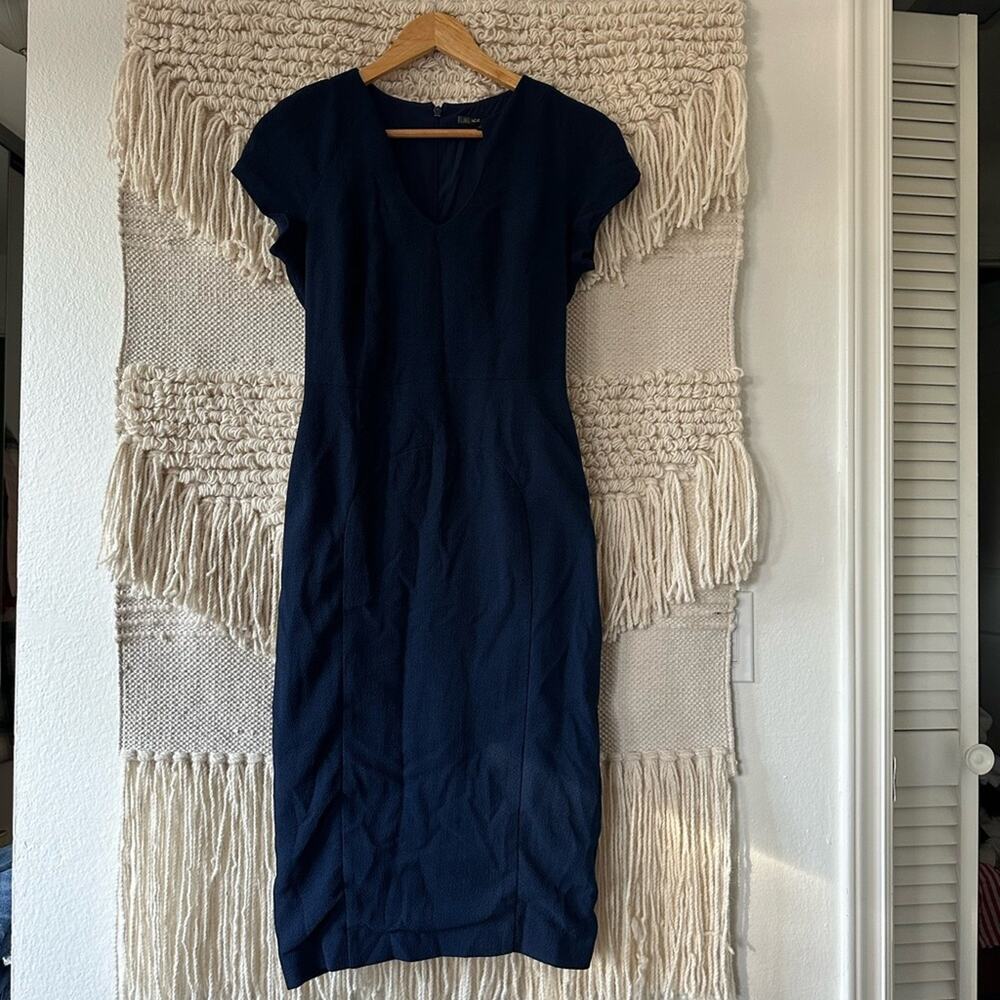 Black Halo Navy Gypsy Rose Sheath Dress